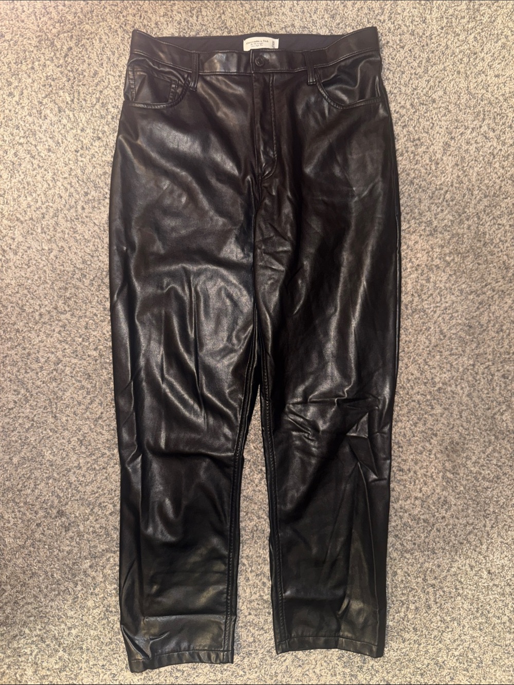Abercrombie & Fitch Black Faux Leather Straight Leg Pants